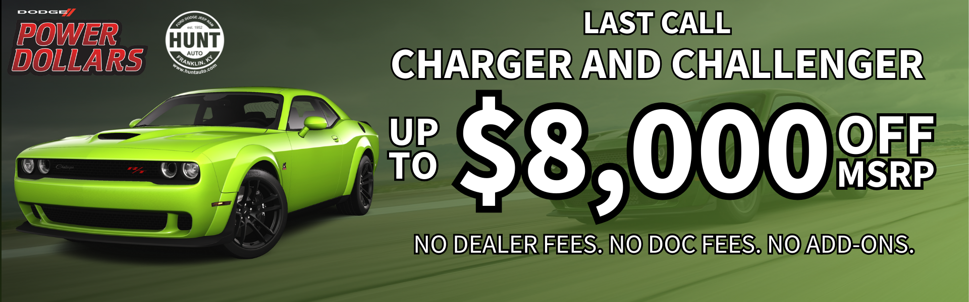 Up to $8,000 OFF MSRP on Charger and Challenger